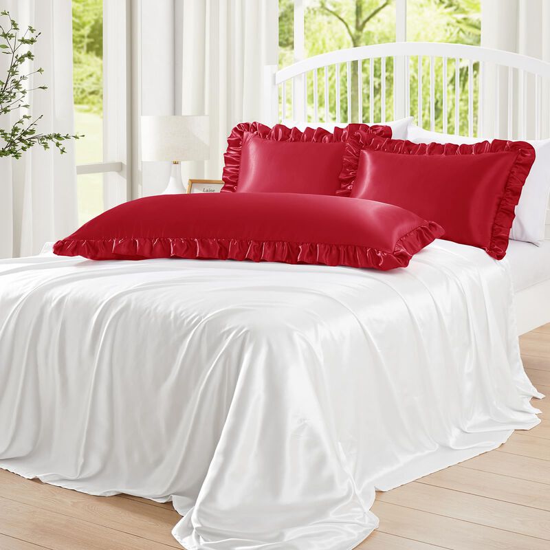 Funda De Almohada Homiest Queen Rojo Con Volado... image number null