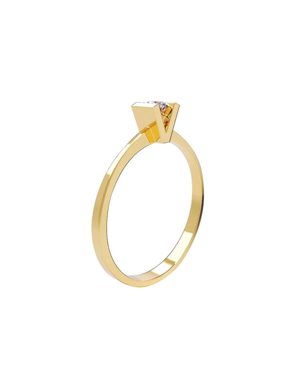 Anillo de Compromiso en Oro Amarillo 10K con Ci... image number null