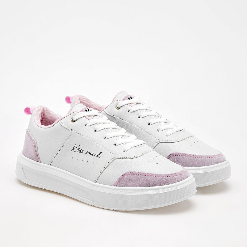 K&uuml;ss mich Tenis urbano para mujer. Blanco rosa image number null