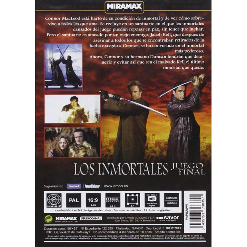 Los Inmortales: Juego Final [DVD] image number null