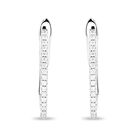 Arracadas Ovaladas De Oro Blanco 14K Con 12Pts De Diamante (8 X 12Mm)