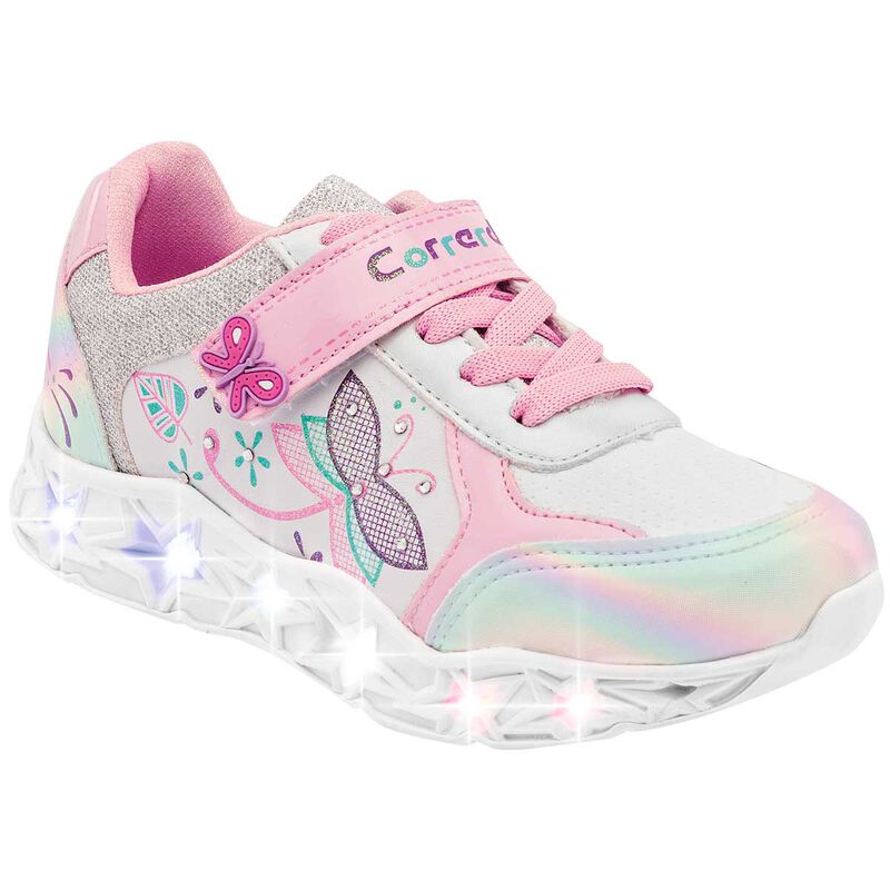 Correrd Tenis urbano para ni&ntilde;a blanco rosa plat... image number null