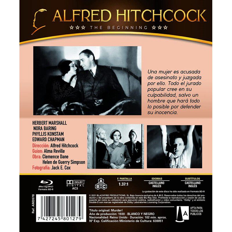 Asesinato (Blu-ray) (Bd-R) (Murder) [Blu-ray] image number null