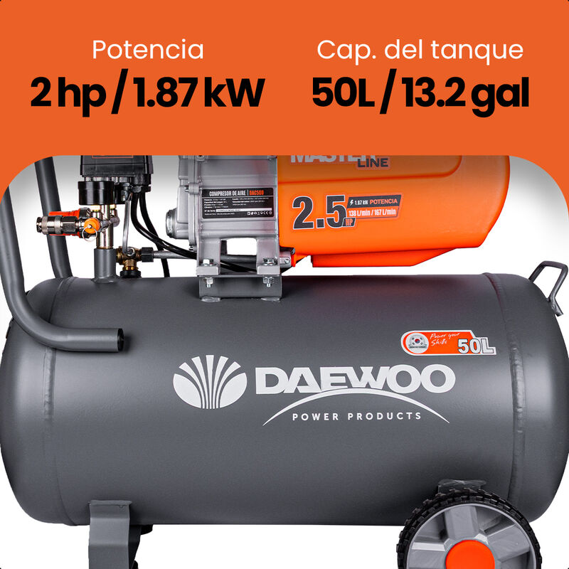 Daewoo Compresor de Aire 50 Litros 2 HP 8 Bar/1... image number null