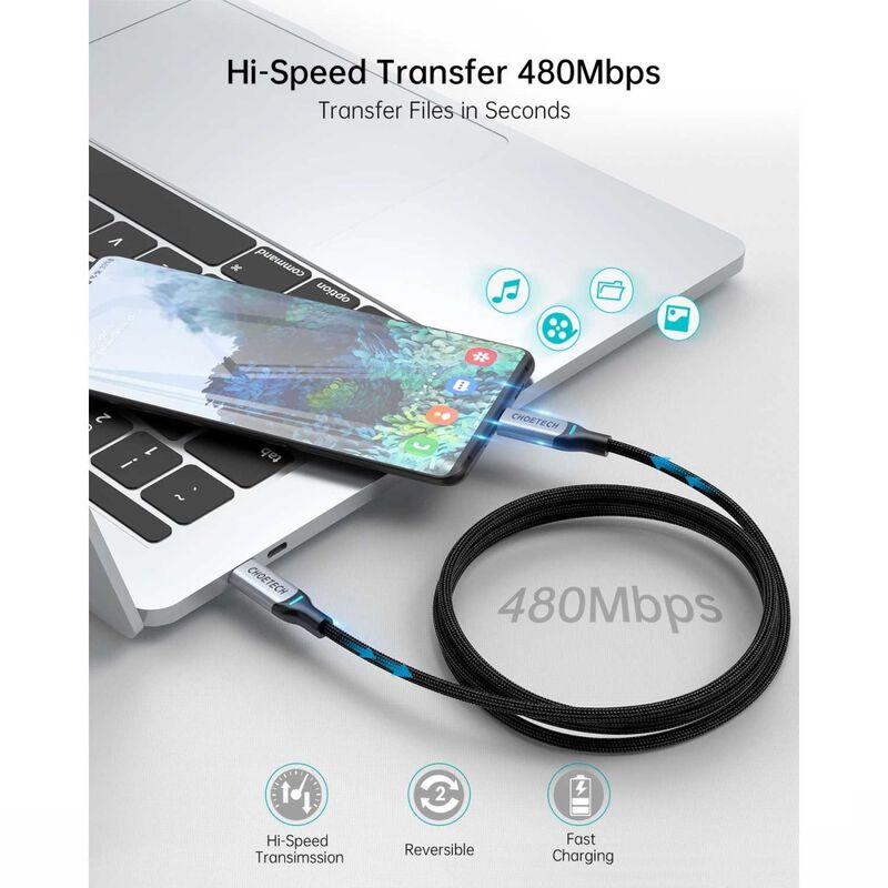 Cable Datos 2 X Choetech Reforzado Usb-c A Usb-... image number null