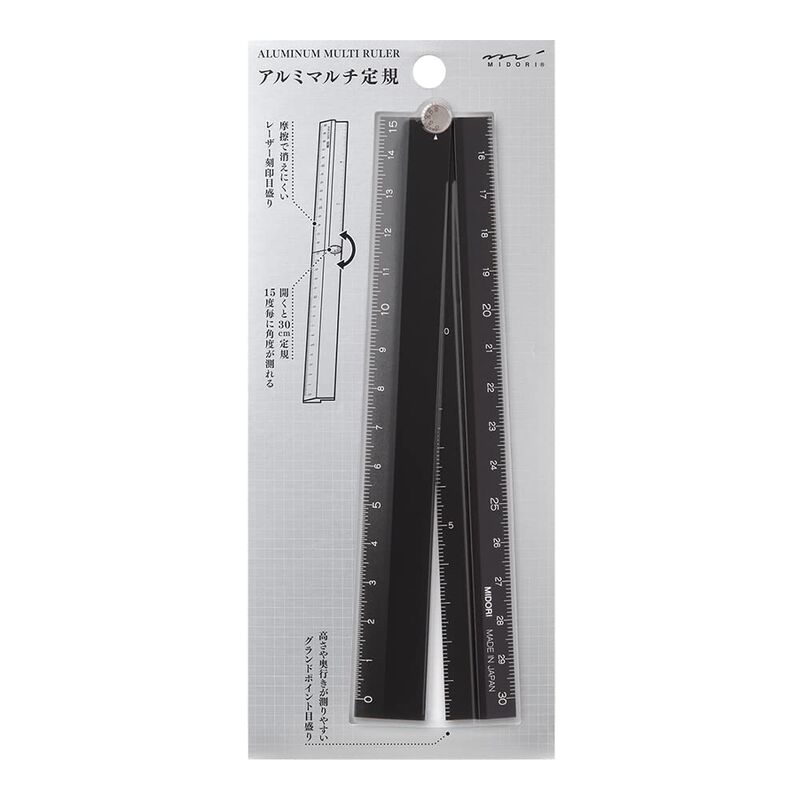 Regla Midori De Aluminio Negra Plegable &ndash; 30 cm image number null