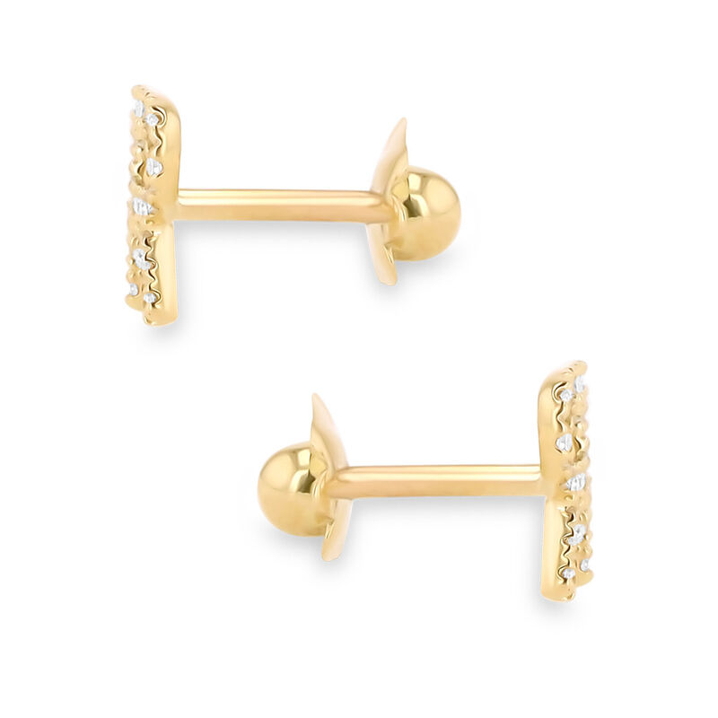 Broqueles De Oro Amarillo (Letra R) 14K Con 8Pt... image number null