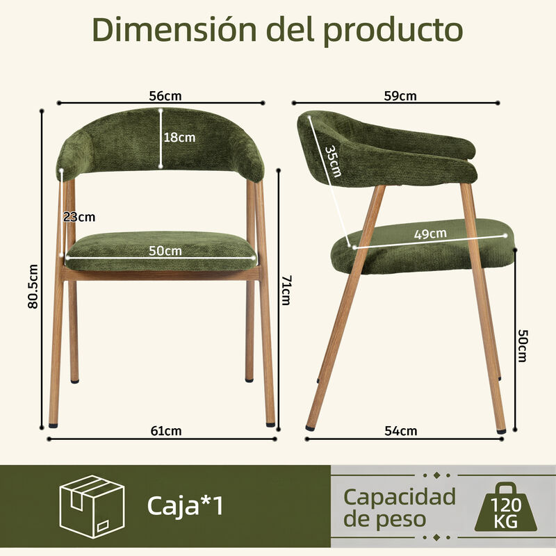 Juego De 2 Sillas De Comedor Modernas Verde Pat... image number null