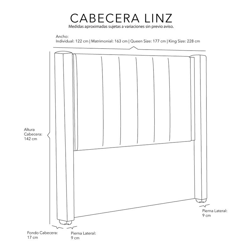 Cabecera Queen Size Dicasa Linz Gris Oscuro image number null