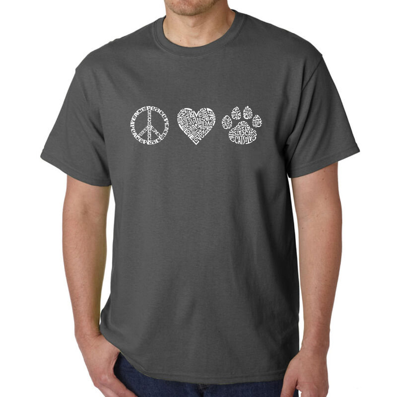 Camiseta Word Art Para Hombre - Paz Amor Gatos ... image number null