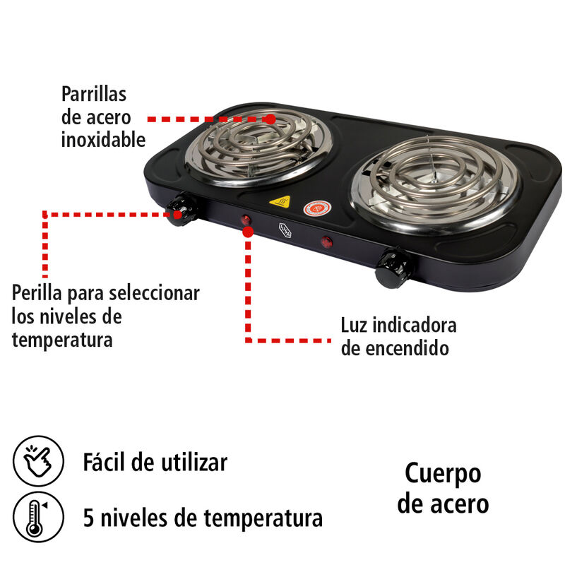 Parrilla El&eacute;ctrica IUSA, 2 Quemadores de Espira... image number null