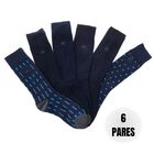 Kenneth Cole 6 Pares de Calcetines para Hombre, Color Azul Marino con Dise&ntilde;o ,Talla Unitalla, Sin felpa