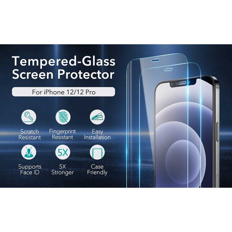 Mica Vidrio Esr Para iPhone 12 Y 12 Pro (2 Piez... image number null