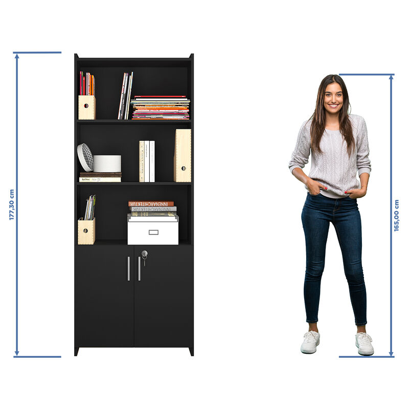 Librero 5 Repisas Moderno Decorativo Con Puerta... image number null