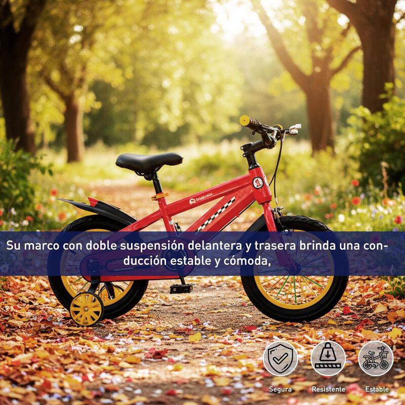 Bicicleta Infantil R14 Con Ruedas De Apoyo, Dob... image number null