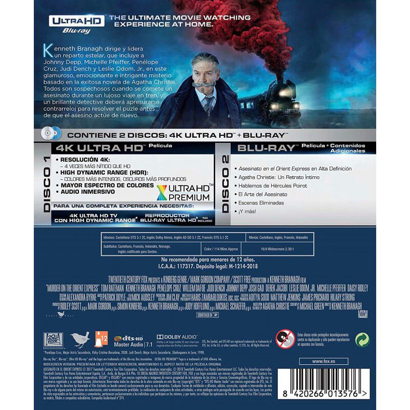 Asesinato En El Orient Express Blu-Ray Uhd [Blu... image number null