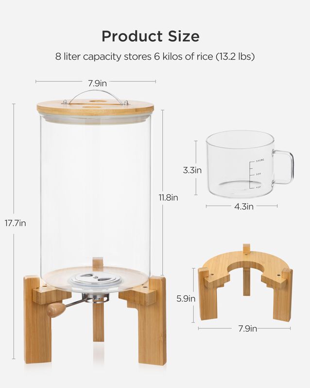 Dispensador De Arroz Hblife De Vidrio De 8 Litr... image number null