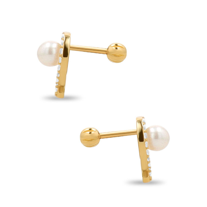 Broqueles Oro 10k Perla Y Zirconias Elegantes |... image number null