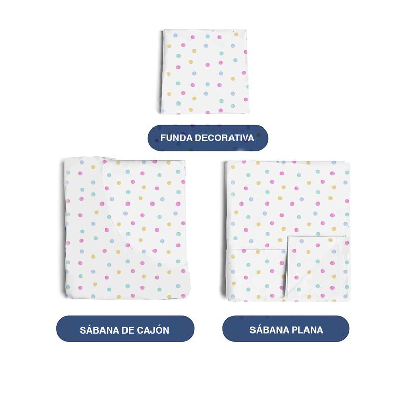 Juego S&aacute;banas Colecho Beb&eacute; Polo One Rainbowi Ro... image number null