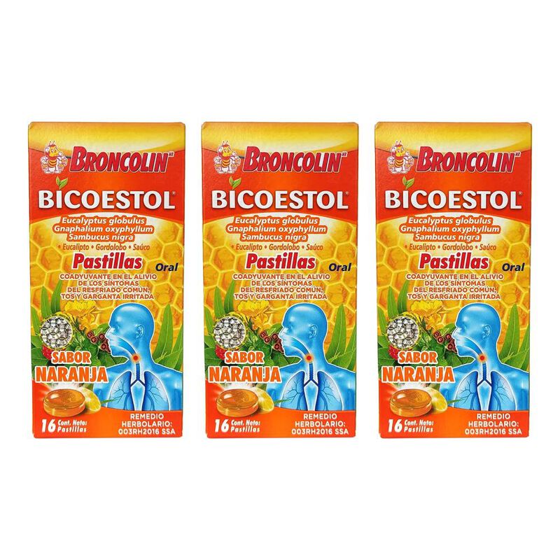 Broncolin Bicoestol Naranja Tres Pzas image number null