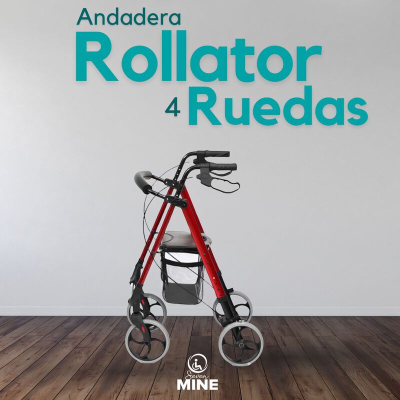 Andadera Rollator Sc-777 Roja Plegable Y Ajusta... image number null