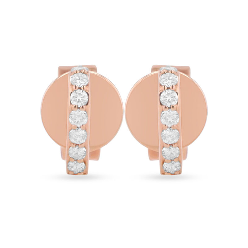 Aretes De Corazon De Oro Rosa 14K Con 11Pts De ... image number null