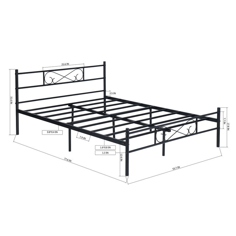 Cama Matrimonial De Metal Negro Con Cabecera Y ... image number null