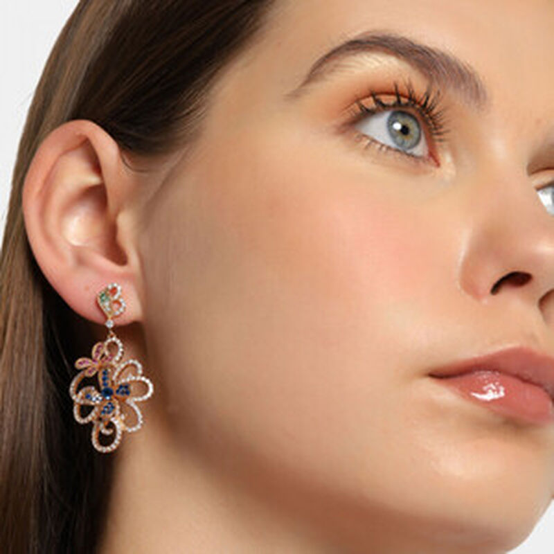 Aretes Largos en Ba&ntilde;o de Oro Amarillo de 18K de... image number null