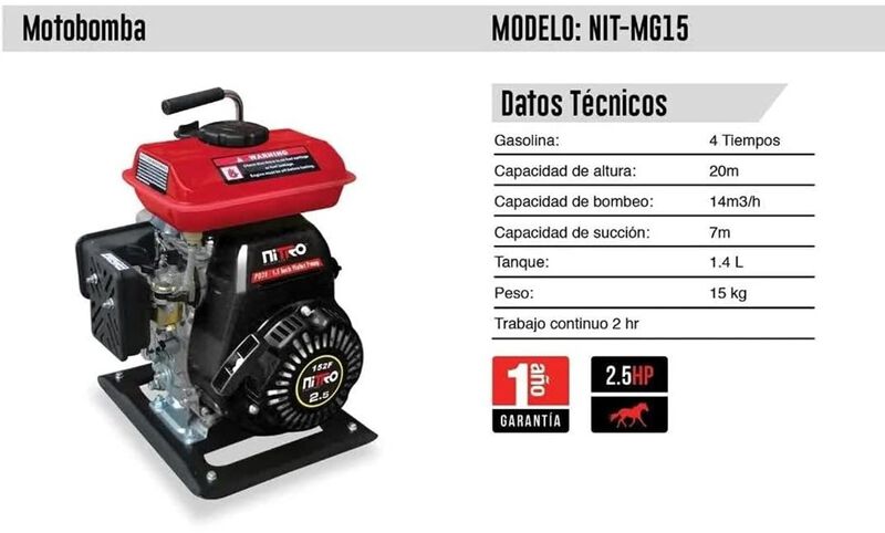 Motobomba Nitro Nit-mg15 1.5 X 1.5 A Gasolina 4... image number null