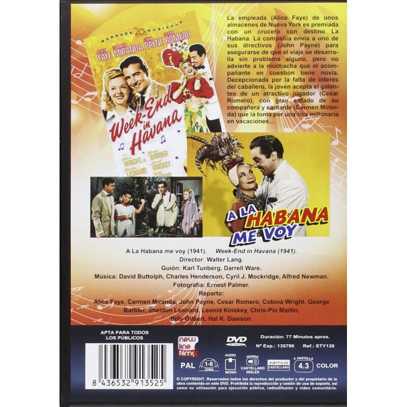 A La Habana Me Voy   Dvd 1941 Week-end In Havan... image number null