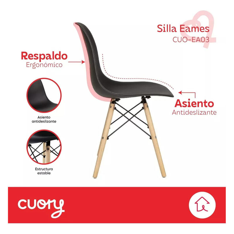 Silla De Comedor Eames Negro Cuory image number null