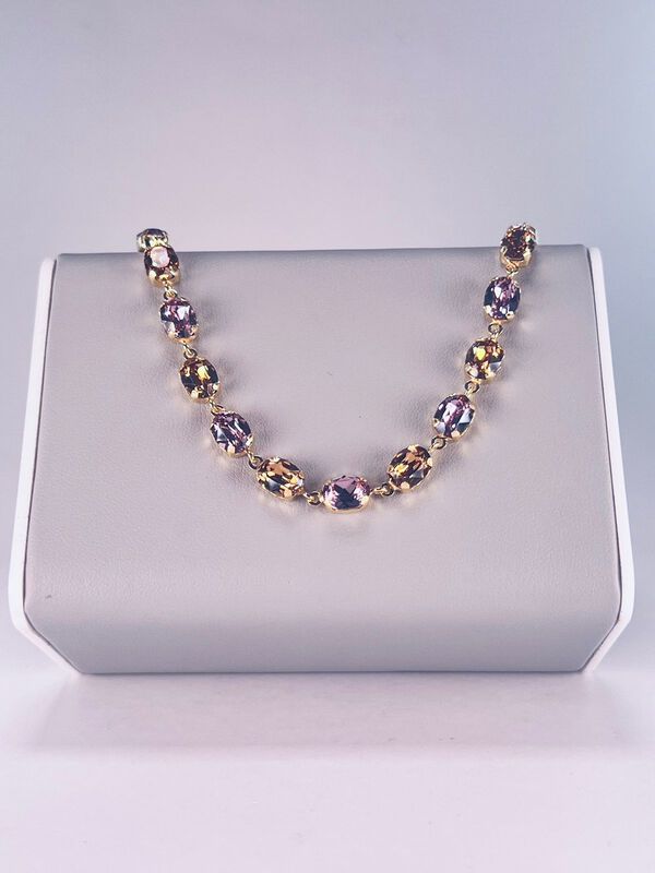 Pulsera De Plata Dorada Con Piedras De Colores image number null