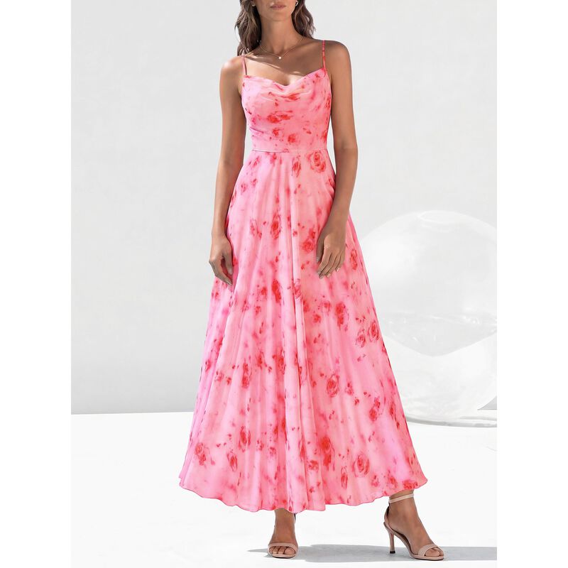 Vestido Maxi Floral BTFBM con Tirantes Finos image number null