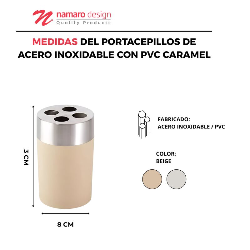 Portacepillos De Acero Inoxidable Con PVC Caram... image number null
