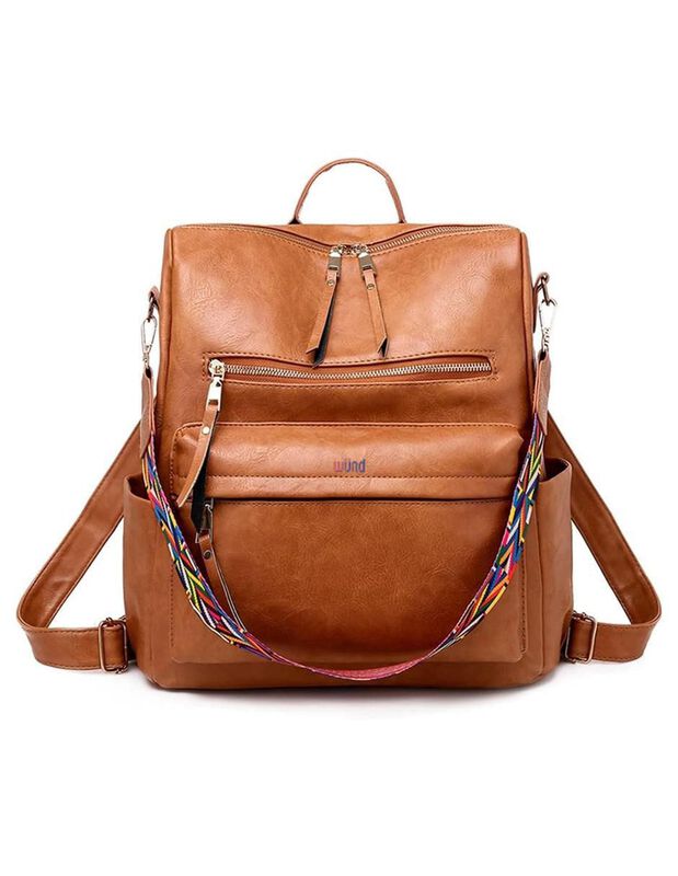 Bolsa Backpack Pink Brule De Cuero Para Mujer image number null