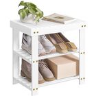 Banco Songmics Para Zapatos De Bamb&uacute; 29x50x45 Cm, 3 Niveles, Blanco
