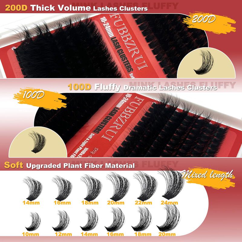 Racimos De Pesta&ntilde;as Gruesas D Curl Diy 224 Piez... image number null