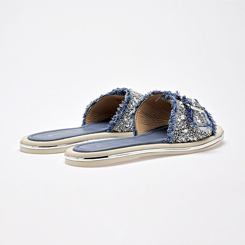 Been Class sandalia piso para mujer azul plata ... image number null