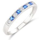 Churumbela De Oro Blanco 14k Con Zirconias Blancas Y Azules - Fl-185anb2 Talla 6
