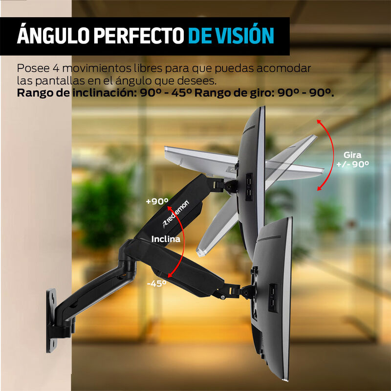Soporte para 2 Monitores de Pared Brazo M&oacute;vil H... image number null