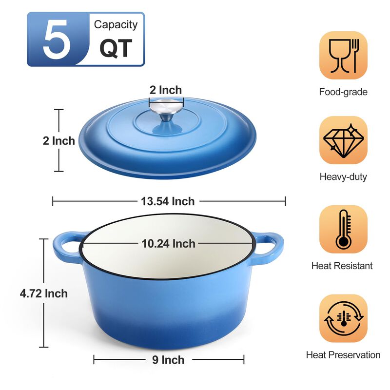 Olla Holandesa P&P Chef de 5L, Azul image number null