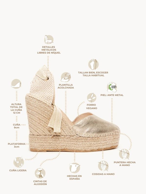 Alpargata de Cu&ntilde;a Alta Romero 12cm Oro image number null