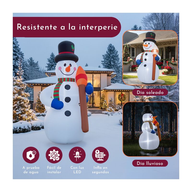 Inflable Navidad Mu&ntilde;eco Nieve Gigante 2.7m Exte... image number null