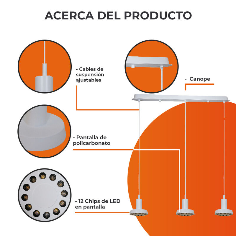 L&aacute;mpara Colgante LED de Metal 1.50 m de Altura,... image number null