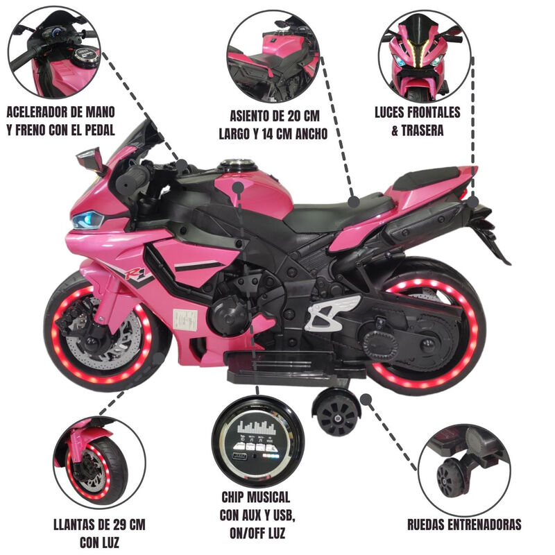 Motocicleta Montable El&eacute;ctrica Infantil Tres Ru... image number null