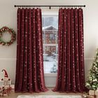 Cortinas Beauoop De Terciopelo Rojo Navide&ntilde;o De 24 Cm, 2 Paneles De 52 X 244 Cm