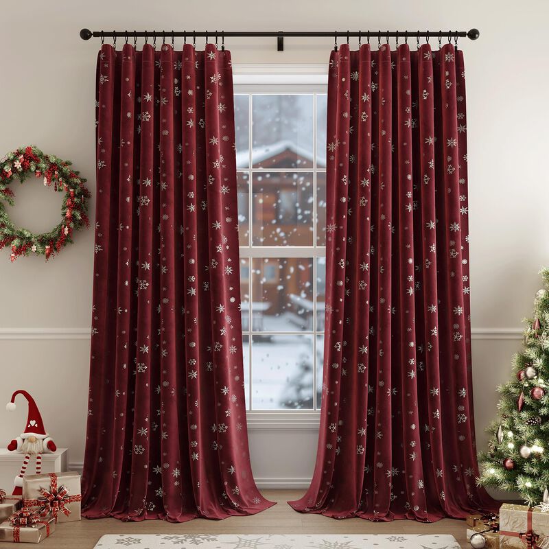 Cortinas Beauoop De Terciopelo Rojo Navide&ntilde;o De... image number null