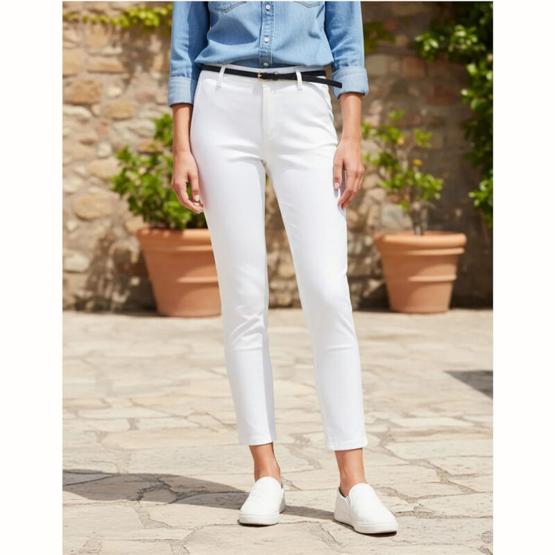 Pantalón a tobillo con Cinturon Active USA Blan... image number null