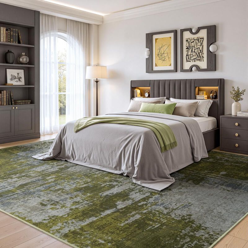Alfombra Merelax 152x183 Cm Verde Abstracta Lav... image number null