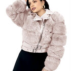 Chamarra Vinipiel Peluche Mujer Premium Beige Roosevelt A274